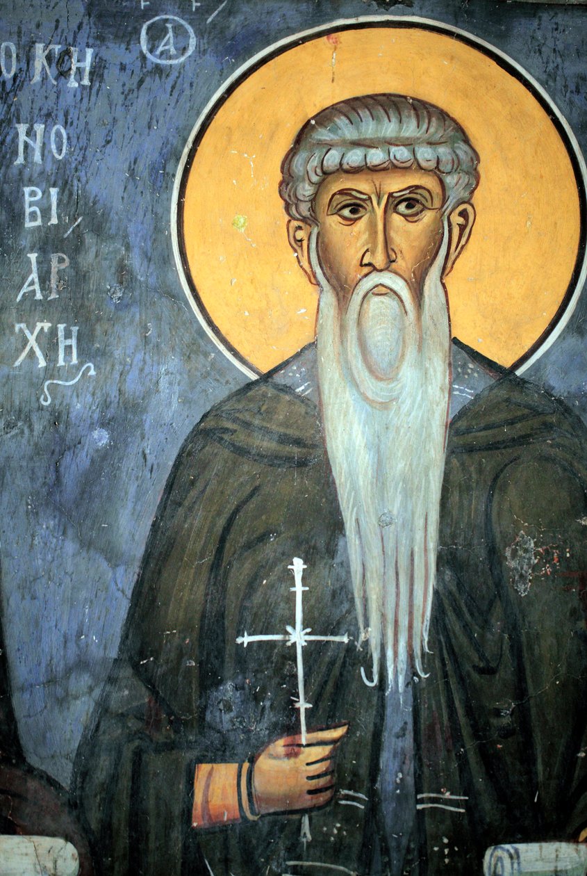 Szent Arzén: bizánci freskó a 14. századból (1332) Nathex, déli fal Phorbiotissa Virgin templom, Asinou Unesco helyszín Troodos régió, Ciprus alkotó: Unbekannt