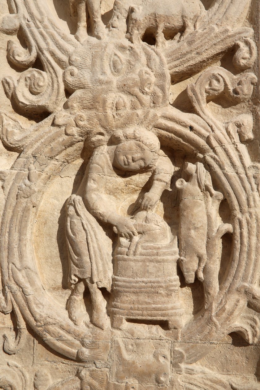 Szent Denis bazilika. Központi portál. Mezőgazdasági naptár, 20150919, Saint-Denis, Franciaország alkotó: Unbekannt