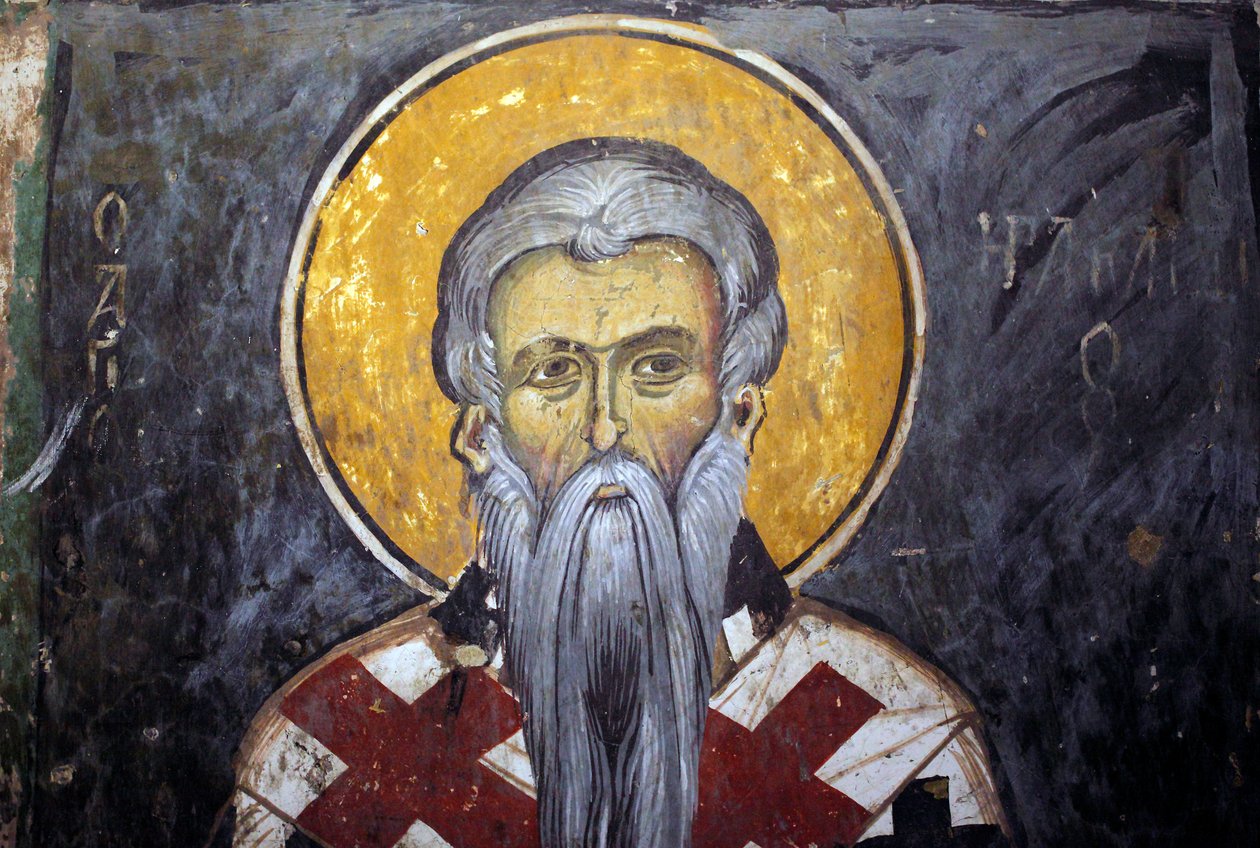 Szent Iraklion (Heraklion) Bizánci freskó Agios Ioannis Lampadistis kolostorból, Lampadistis Szent János 11. századi Ciprus Festett templomok UNESCO-hely Troodos, Ciprus alkotó: Unbekannt