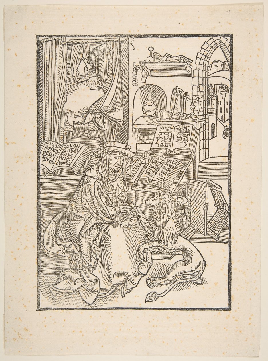 Szent Jeromos kivonat egy tövist az oroszlánlábból, Lyons, 1508 copy.n.d. alkotó: Unbekannt