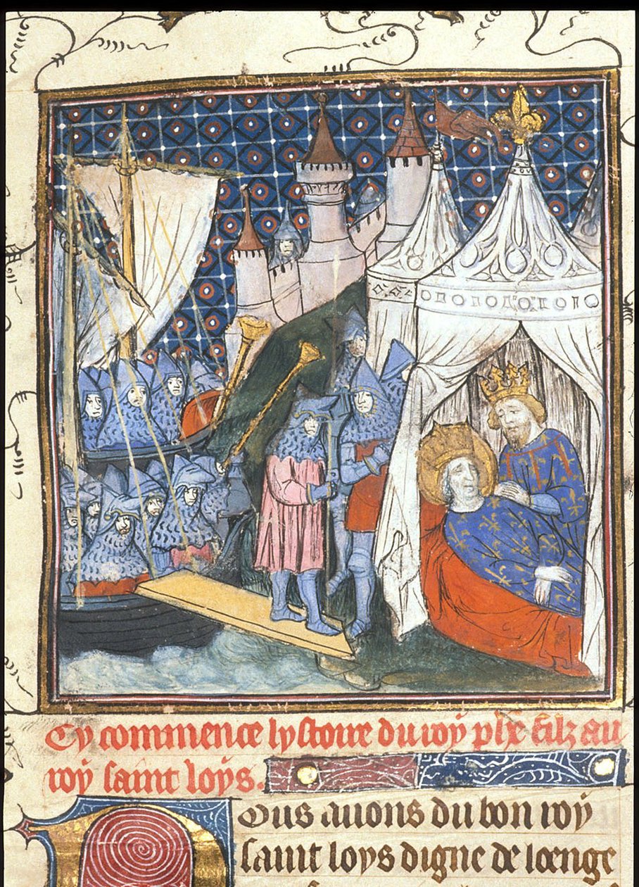 Szent Lajos meghalt második keresztes hadjárata során Tuniszban A Chroniques de France ou de St Denisből, 1380 után alkotó: Unbekannt