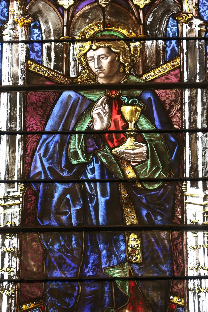 Saint Pierre katedrális. Ólomüveg ablak. Szent János. Genf. Svájc alkotó: Unbekannt