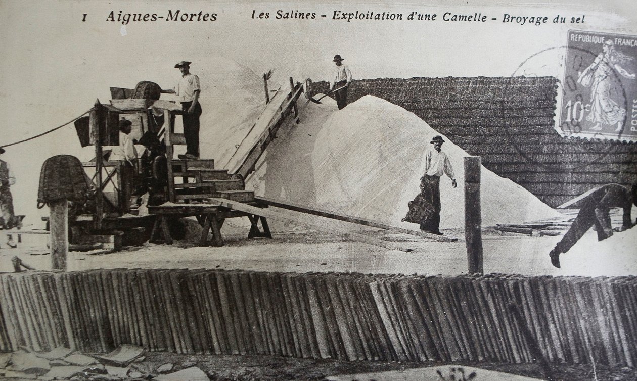 Saltworks, Camargue, Aigues-Mortes, Provence, Franciaország (f/w fotó) alkotó: Unbekannt