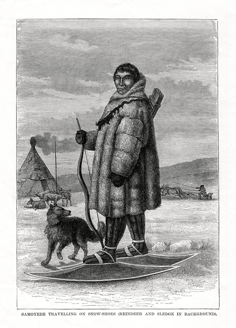 Hócipőn utazó szamojéd, Oroszország, 1877 alkotó: Unbekannt