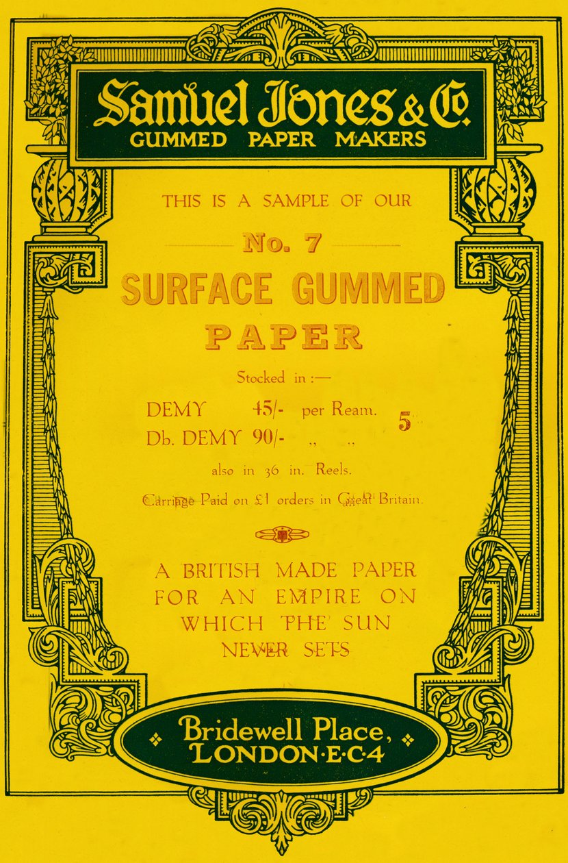 Samuel Jones & Company Gummed Paper Makers hirdetése, 1919 alkotó: Unbekannt
