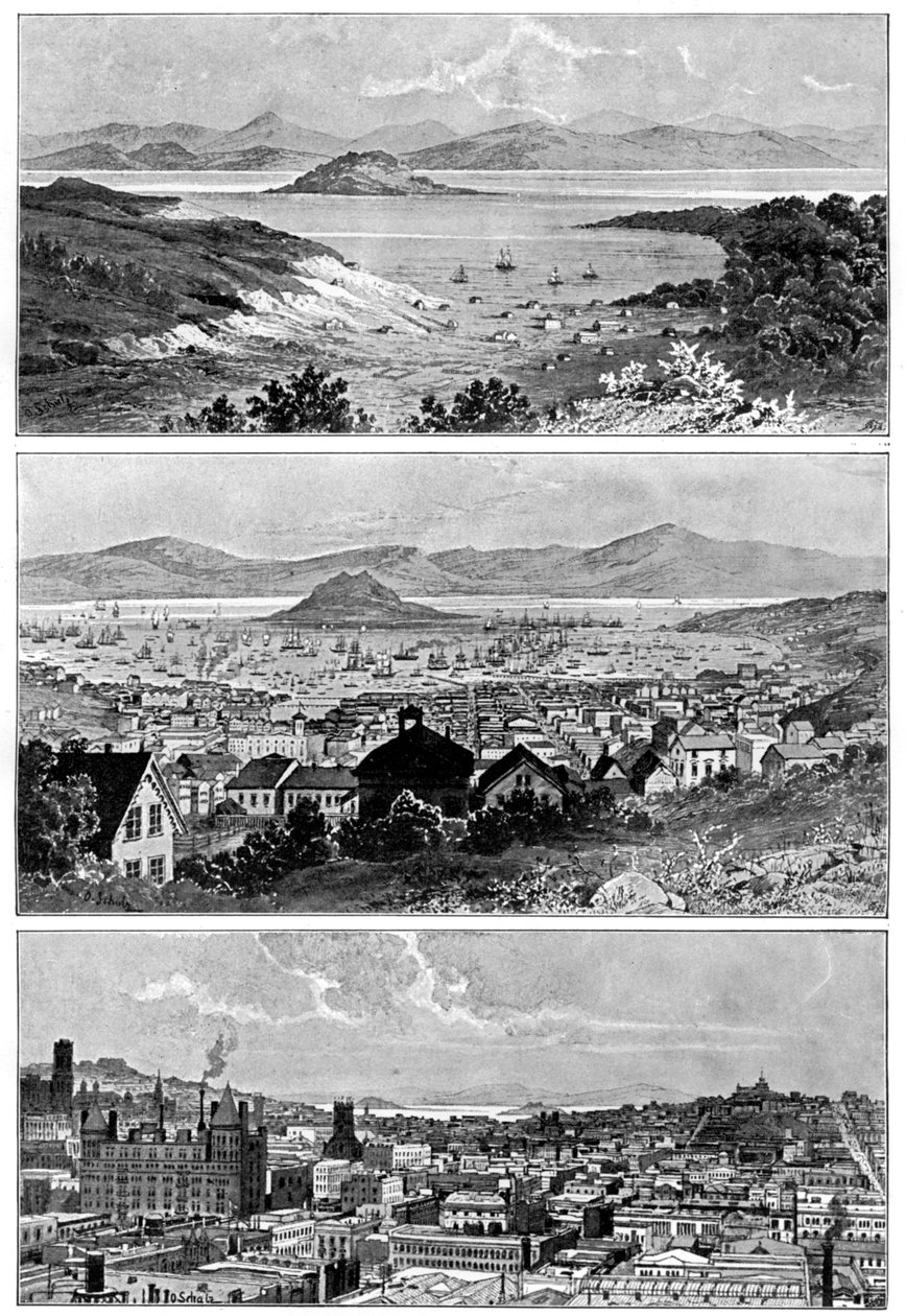 San Francisco 1848 novemberében, 1858 és a 19. század végén, 1901 alkotó: Unbekannt
