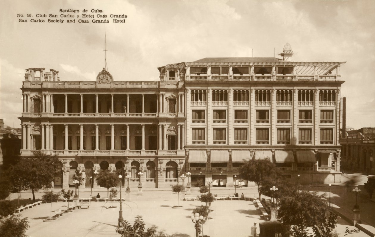 Santiago de Cuba – San Carlos Társaság és Casa Granda Hotel, 1920-as évek. alkotó: Unbekannt