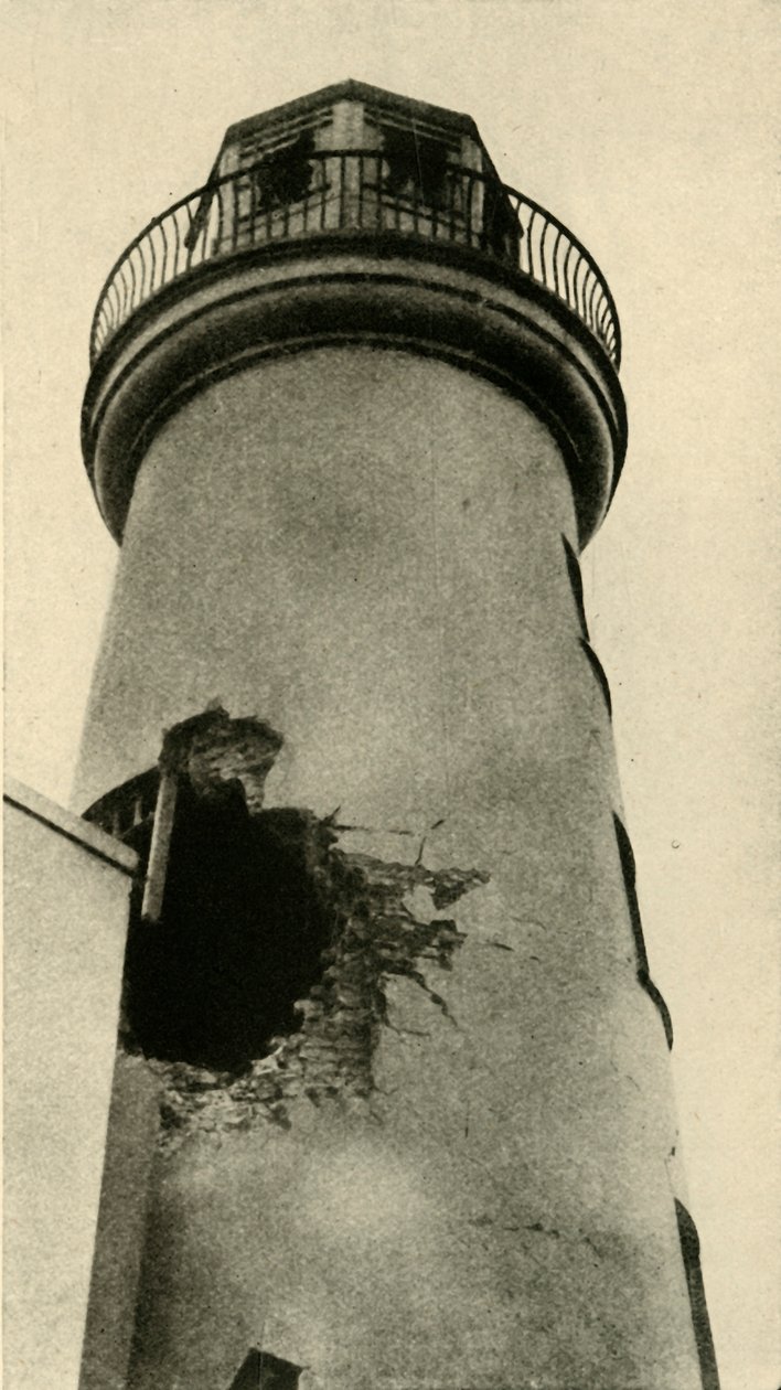 Scarborough világítótornyot német bomba talált el, első világháború, 1914 decembere, 1920 c. alkotó: Unbekannt