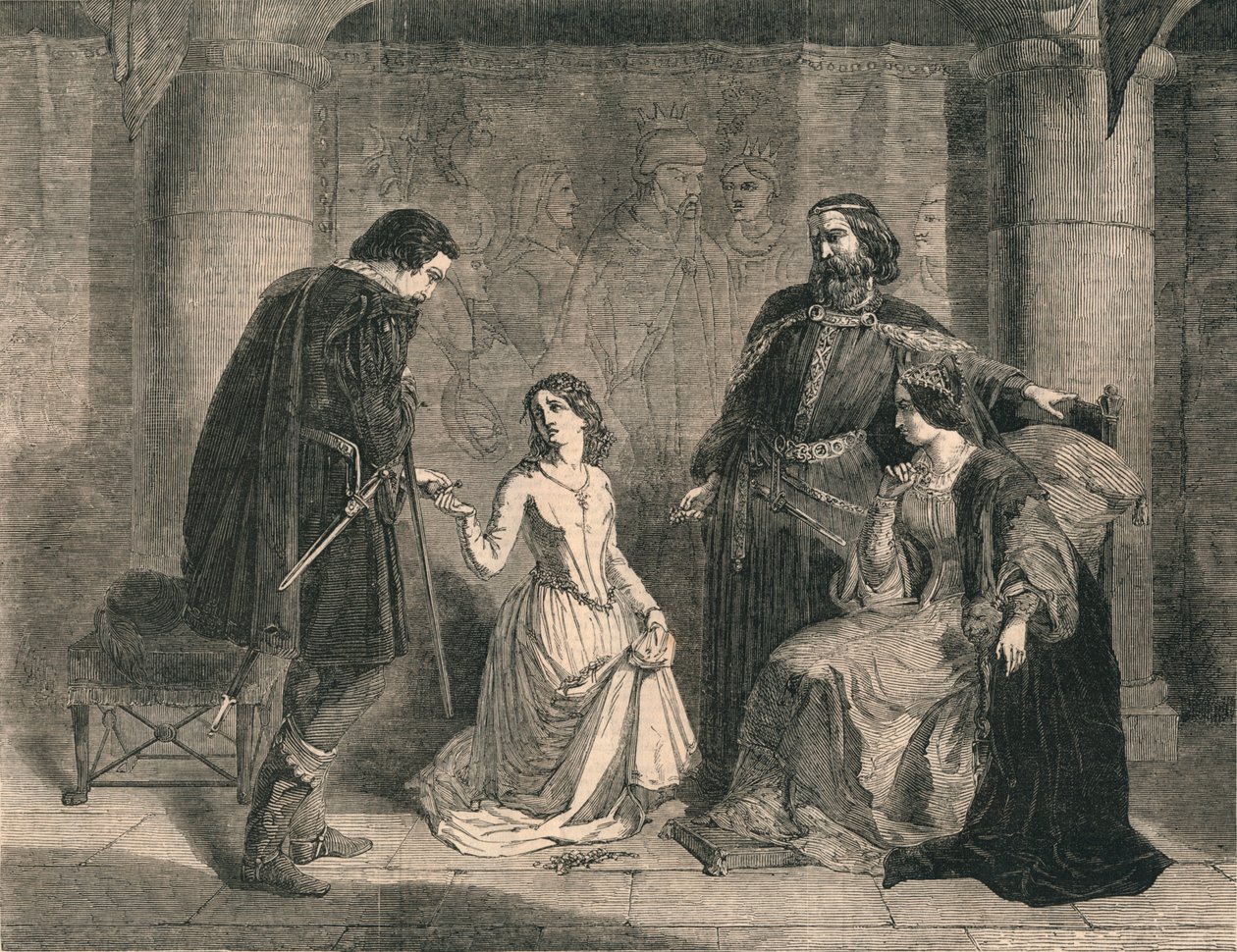Jelenet a Hamletből – King, Ophelia és Laertes, 1852. alkotó: Unbekannt