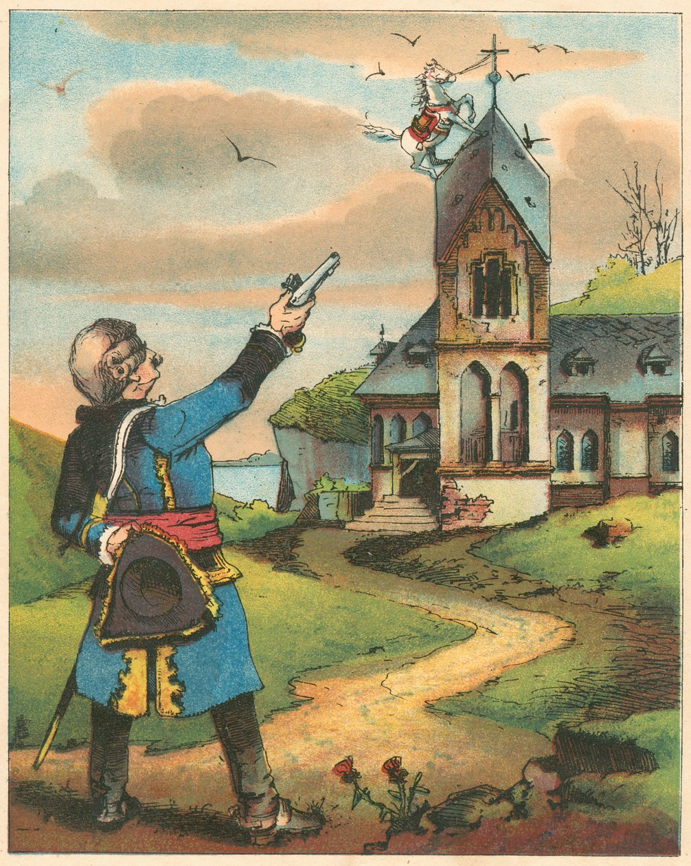 Jelenet Rudolph Erich Raspe Münchausen báró kalandjaiból, 1850 alkotó: Unbekannt