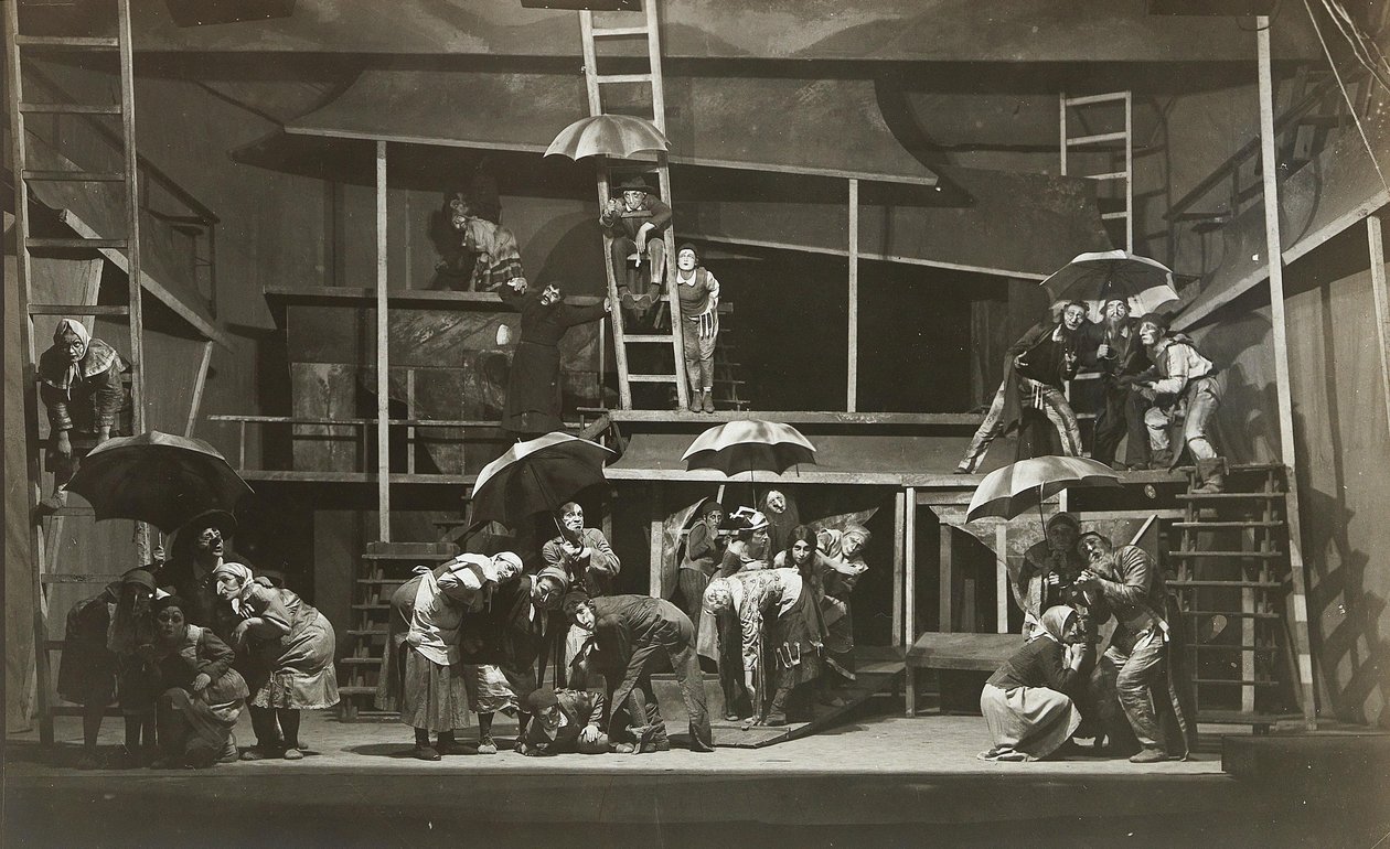 Jelenet Abraham Goldfaden A boszorkány című filmből, Moszkva Állami Zsidó Kamaraszínház, 1921. alkotó: Unbekannt