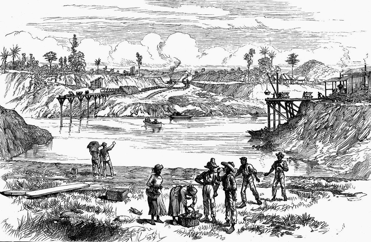 Jelenet a de Lessepsnek a Panama-csatorna ásására tett kísérletéből, 1888 alkotó: Unbekannt