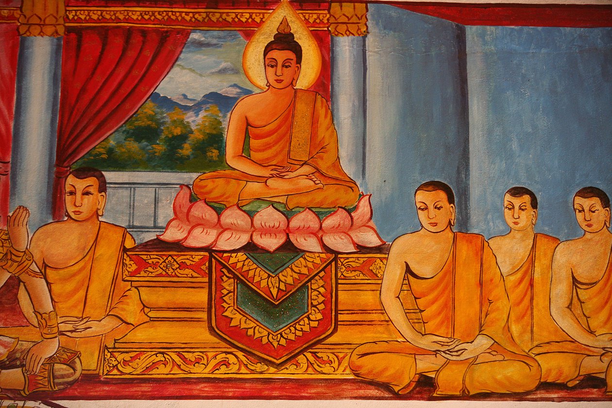 Jelenet Buddha Vientiane Laosz életéből alkotó: Unbekannt