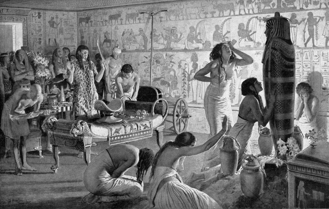Gyászjelenet Tutanhamon temetkezési templomában, Egyiptom, Kr.e. 1325 1933-1934 alkotó: Unbekannt
