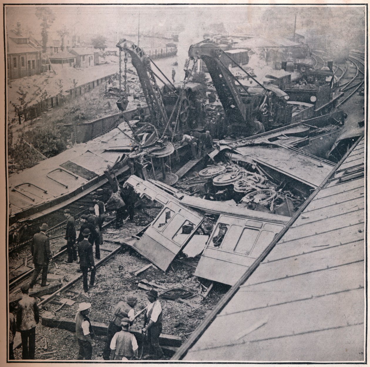 A szörnyű Salisbury-i vasúti katasztrófa jelenete, 1906 alkotó: Unbekannt