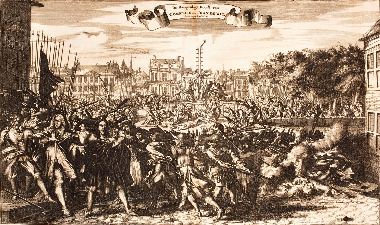 Jelenet a Cornelis és Johan de Witt meggyilkoló tömegről, Hága, 1672. augusztus 20., 1675. alkotó: Unbekannt