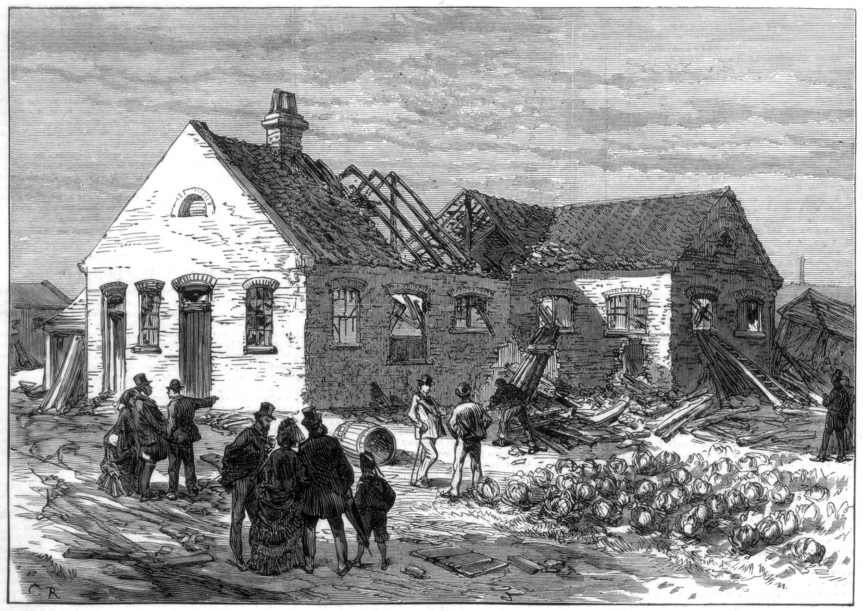 A robbanás helyszíne a patrongyárban, Greenwich Marshes, 1872 alkotó: Unbekannt