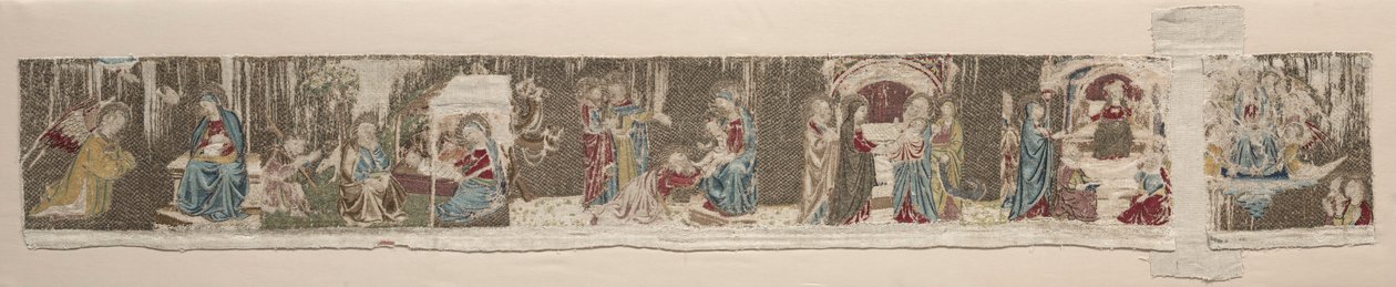 Jelenetek a Szűzanya életéből, egy hímzett oltárfrontról, 1330-as vagy 1340-es évek. alkotó: Unbekannt