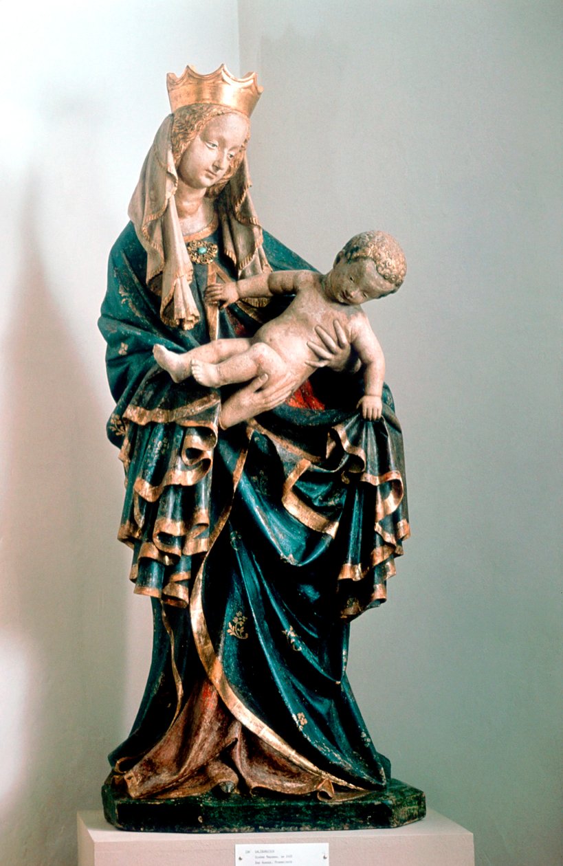 Schone Madonna, festett szobor, a Pfarrkirche-ből, Bad Aussee-ból, Ausztriából alkotó: Unbekannt