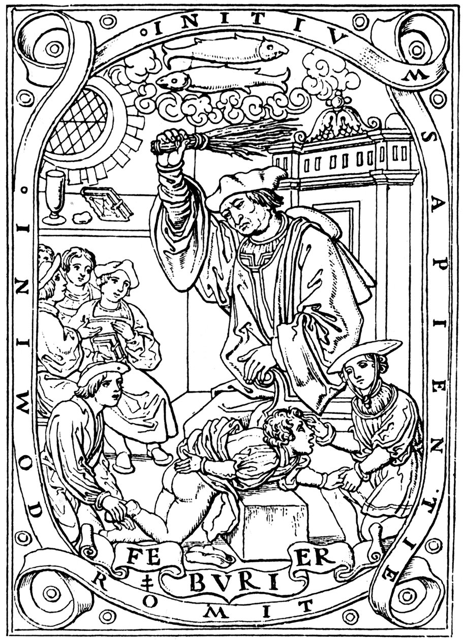 Iskolás, akinek tudását nyírfával verték belé, 1526 alkotó: Unbekannt