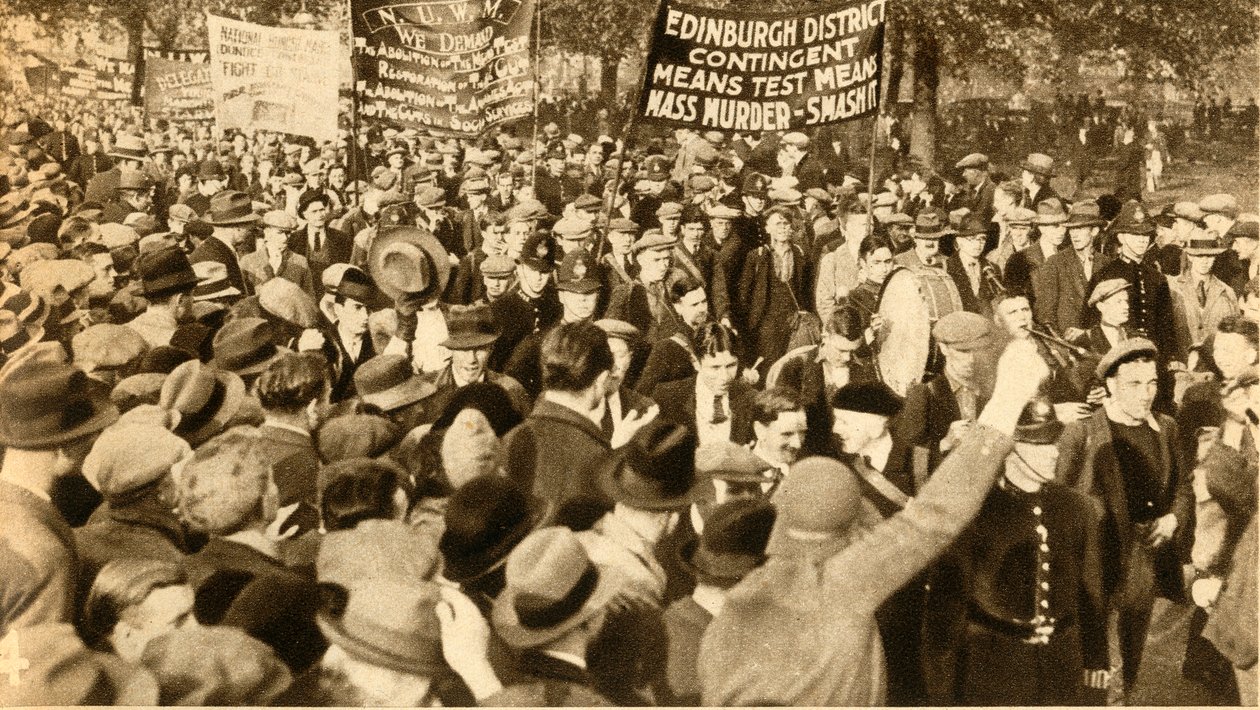 Skót felvonulók, Means Test tiltakozások, Hyde Park, London, 1932, 1933. alkotó: Unbekannt