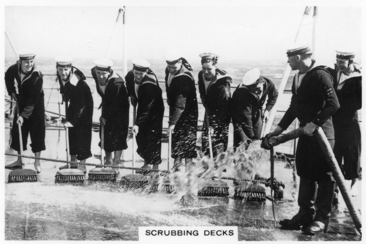 A fedélzet súrolása a HMS Nelson fedélzetén, 1937 alkotó: Unbekannt