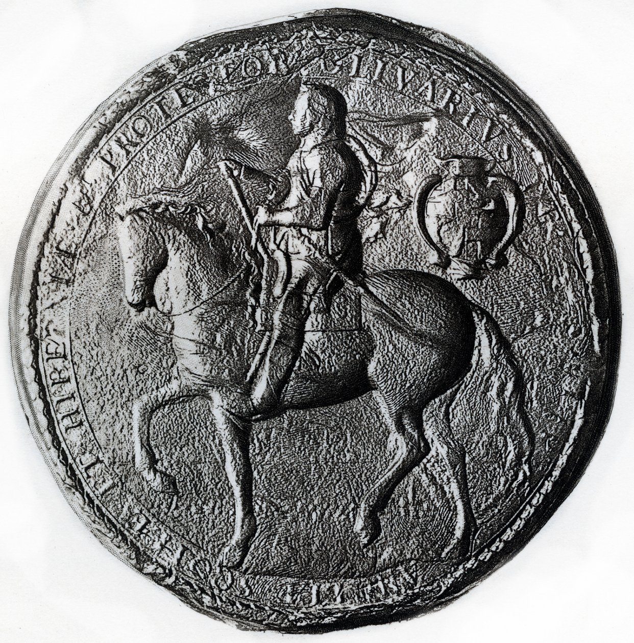 A protektorátus pecsétje Oliver Cromwell-lel lóháton, 17. század, 1899 alkotó: Unbekannt