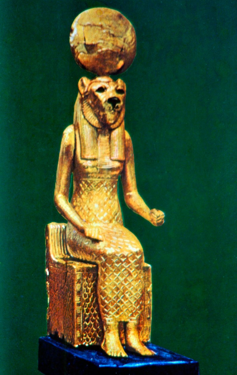 Szekhmet ókori egyiptomi istennő ülő szobra, Kr.e. 16-13. alkotó: Unbekannt