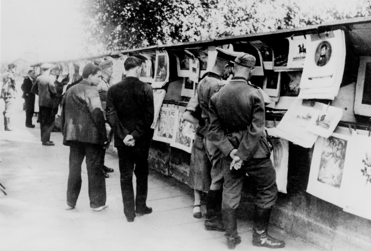 Használt könyv- és nyomdastandák a Szajna partján, a németek által megszállt Párizs, 1940 alkotó: Unbekannt