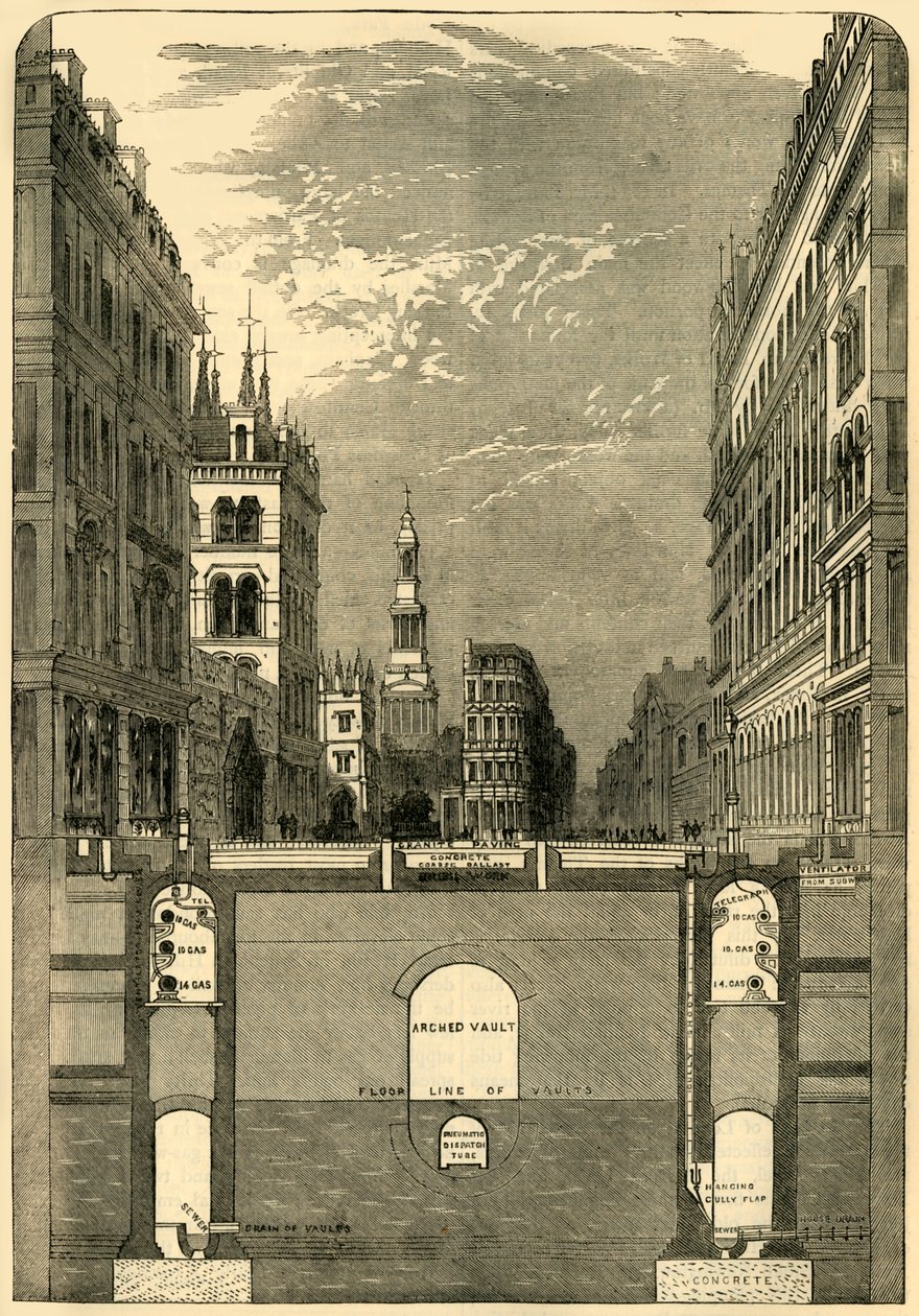 A Holborn-viadukt szakasza, a metrót mutatja, c1876. alkotó: Unbekannt