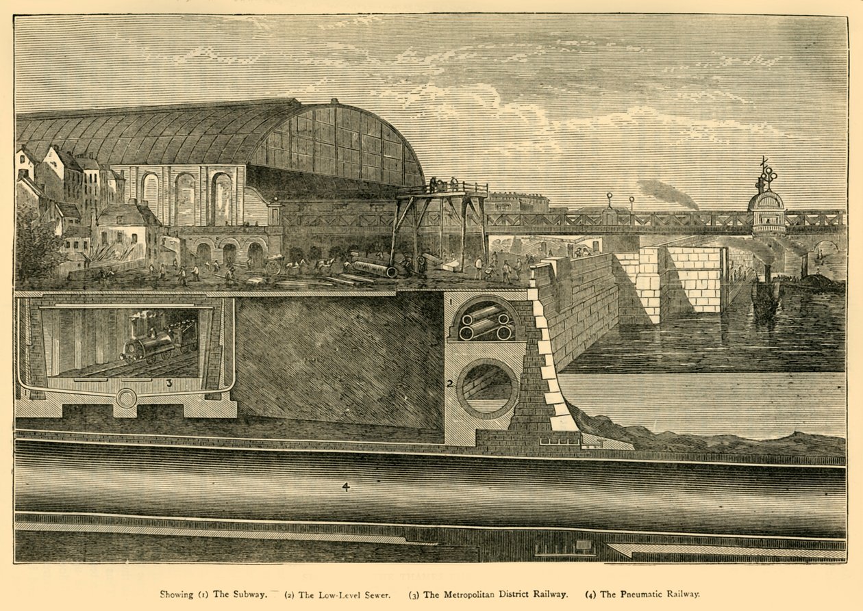 A Temze rakpart szakasza, 1867, c1876. alkotó: Unbekannt