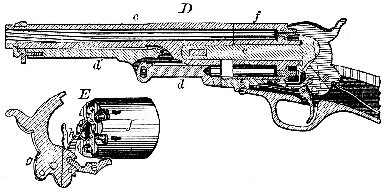 A Colt revolver metszete, c1880 alkotó: Unbekannt