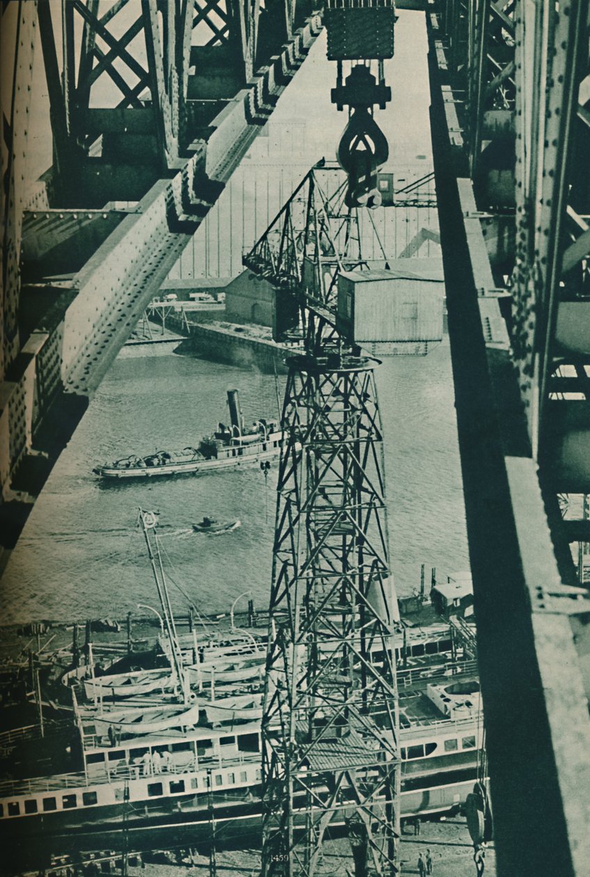 Daruból nézve a Clyde folyó egy hosszú, keskeny dokkmedencének tűnik, 1937 alkotó: Unbekannt