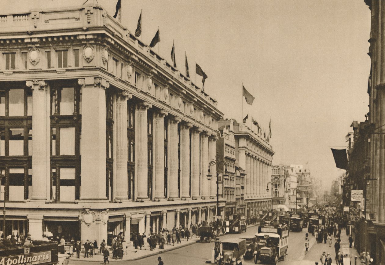 Selfridges és az utolsó régi Oxford Street üzlet, amelyet az épület elnyelt, 1935. alkotó: Unbekannt