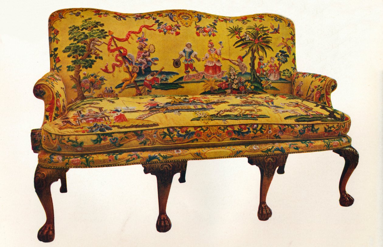Chinoiserie hímzéssel borított kanapé, c1710 alkotó: Unbekannt