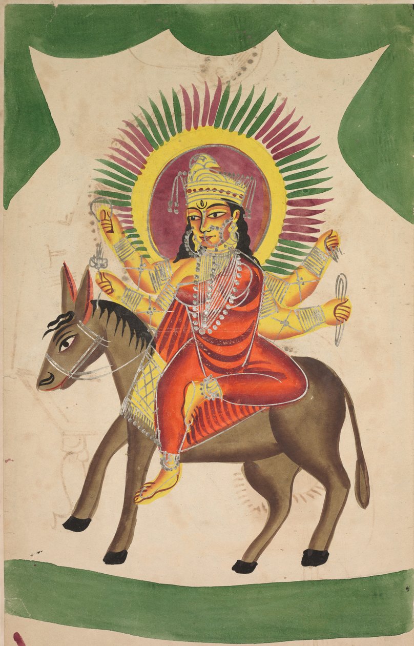 Sheetaladevi: A himlőistennő, 1800-as évek. alkotó: Unbekannt