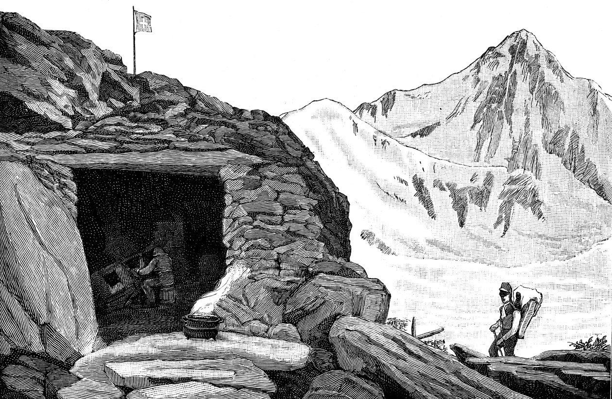 Louis Agassiz glaciológus által épített menedék, Aar gleccser, Svájc, 1840 1885 alkotó: Unbekannt