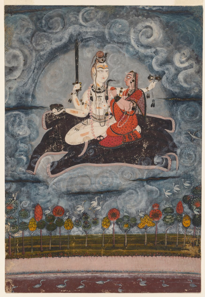 Shiva és Devi a Gajasuras Hide-on, c. 1675-1680. alkotó: Unbekannt