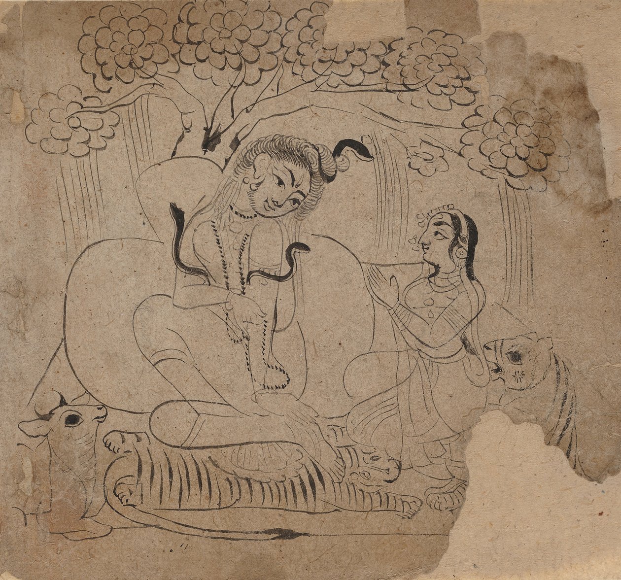 Shiva és Parvati, 19. század. alkotó: Unbekannt