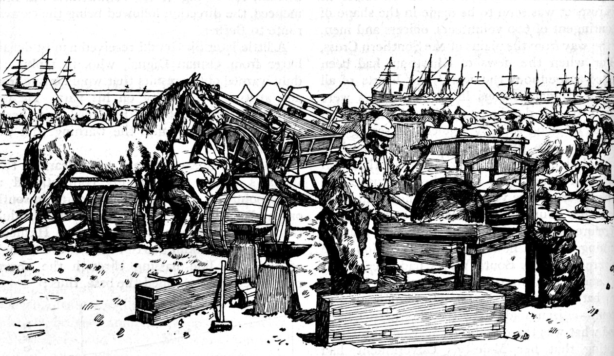 Az új-dél-walesi tüzérség Shoeing Forge-ja Suakimban, 1885, 1902 alkotó: Unbekannt
