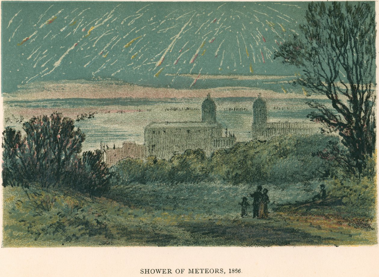 Meteorzápor, amelyet Leonidák figyeltek meg Greenwich felett, London, 1866, 1884 alkotó: Unbekannt