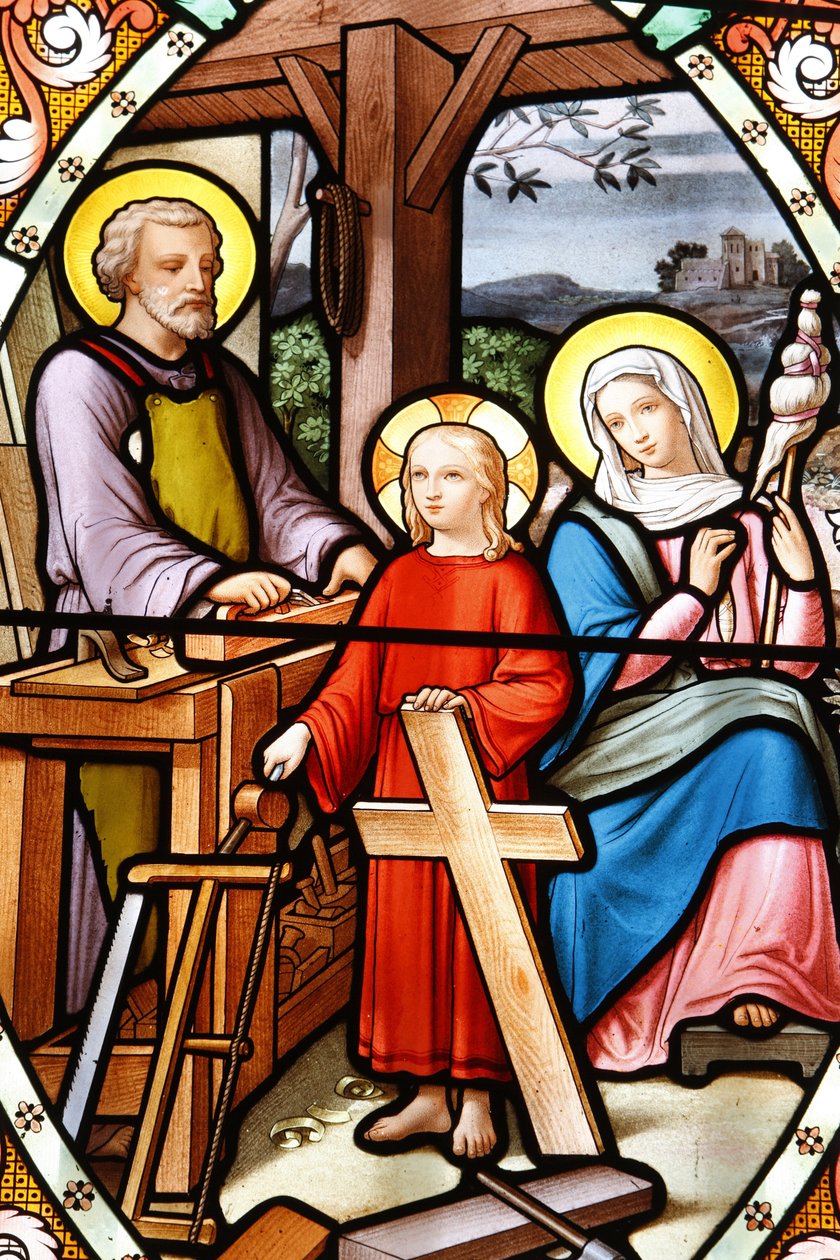 La Salette-i Szűzanya kegyhely Ólomüveg ablak Jézus apja műhelyében, La Salette, Franciaország alkotó: Unbekannt