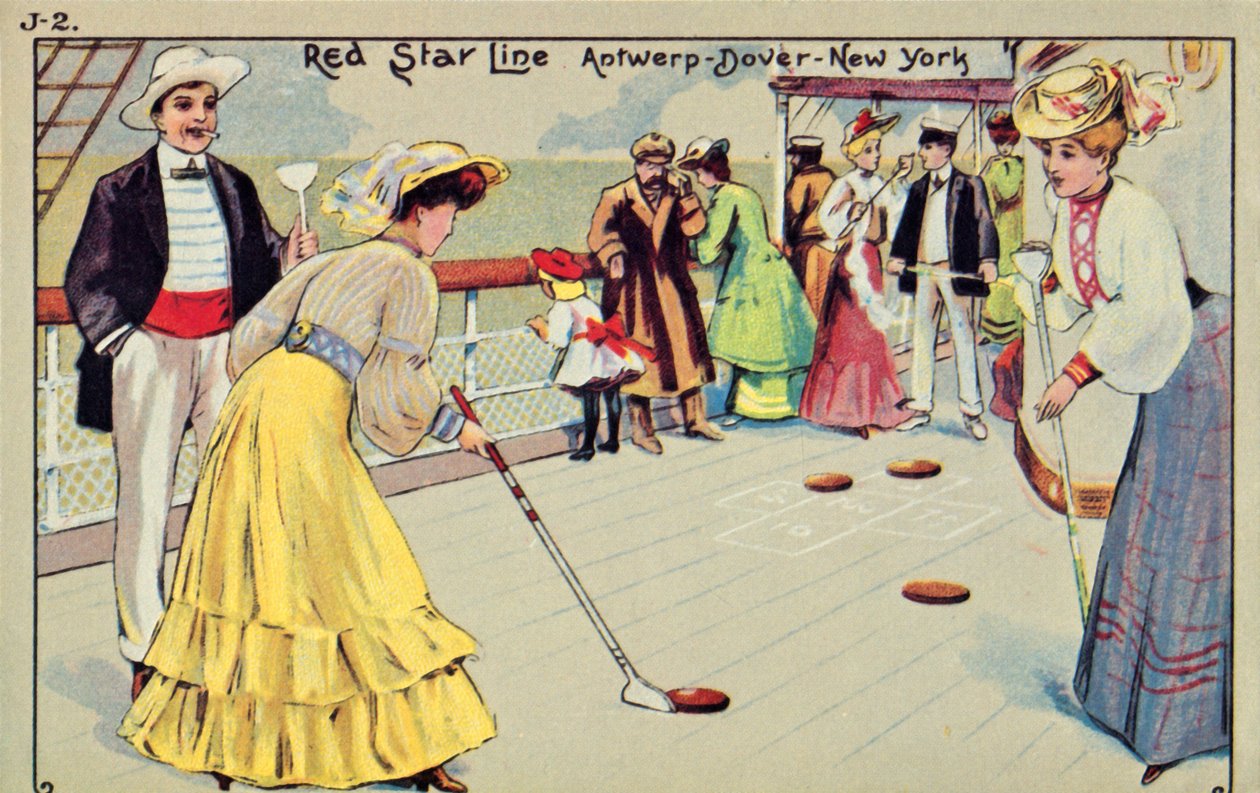 Shuffleboard egy Red Star Line személyszállító hajó fedélzetén, 1907. alkotó: Unbekannt