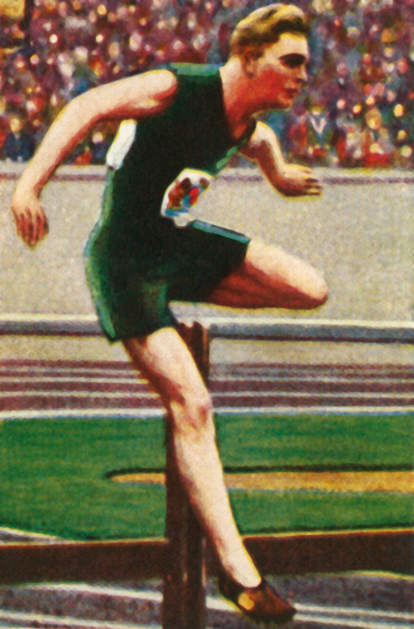 A dél-afrikai Sid Atkinson, 110 méteres gátfutás győztese, 1928. alkotó: Unbekannt