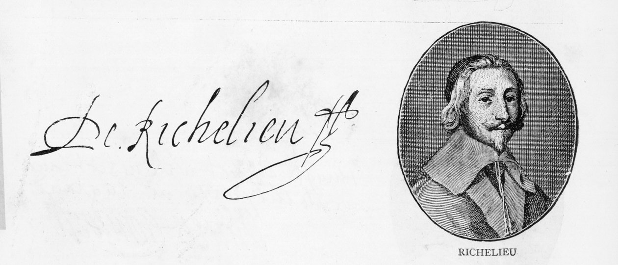 Richelieu bíboros aláírása (toll és tinta papíron) alkotó: Unbekannt
