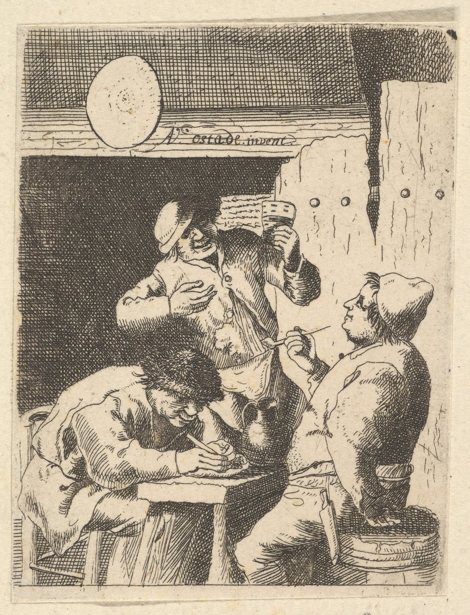 Énekes két dohányos között állva, 1610-85. alkotó: Unbekannt