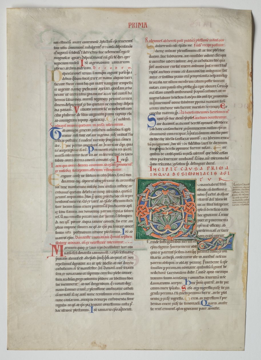 Egyetlen levél Gratianus rendeletéből: Díszített kezdőbetűi egy férfinak, akinek fia van..., c. 1160 alkotó: Unbekannt