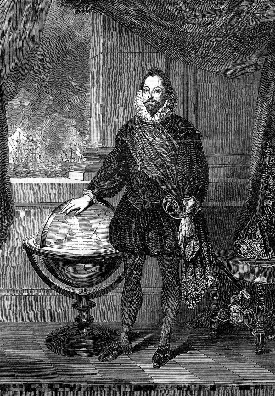 Sir Francis Drake, 16. századi navigátor, tengerész és kalóz, 1851 alkotó: Unbekannt