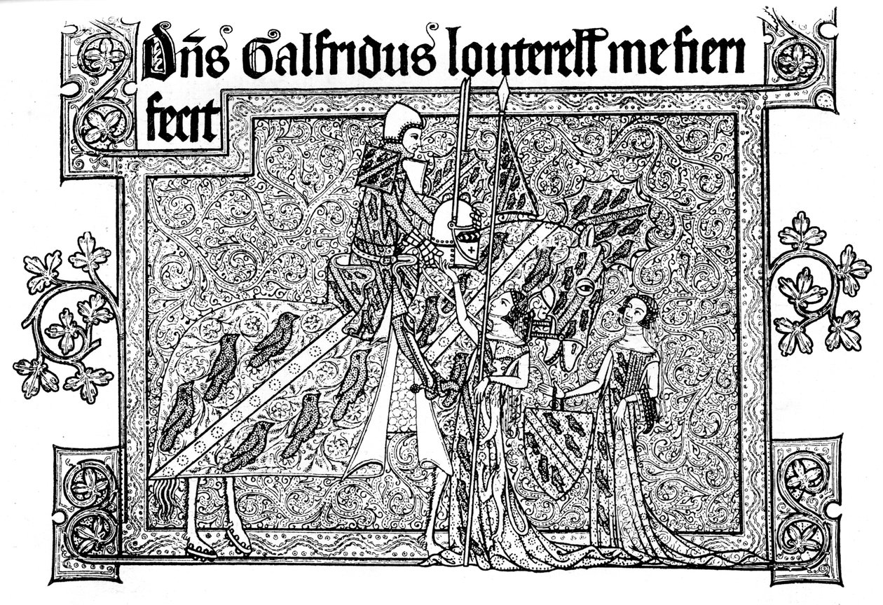 Sir Geoffrey Luttrell, felesége és menye, 1340, 1892 alkotó: Unbekannt
