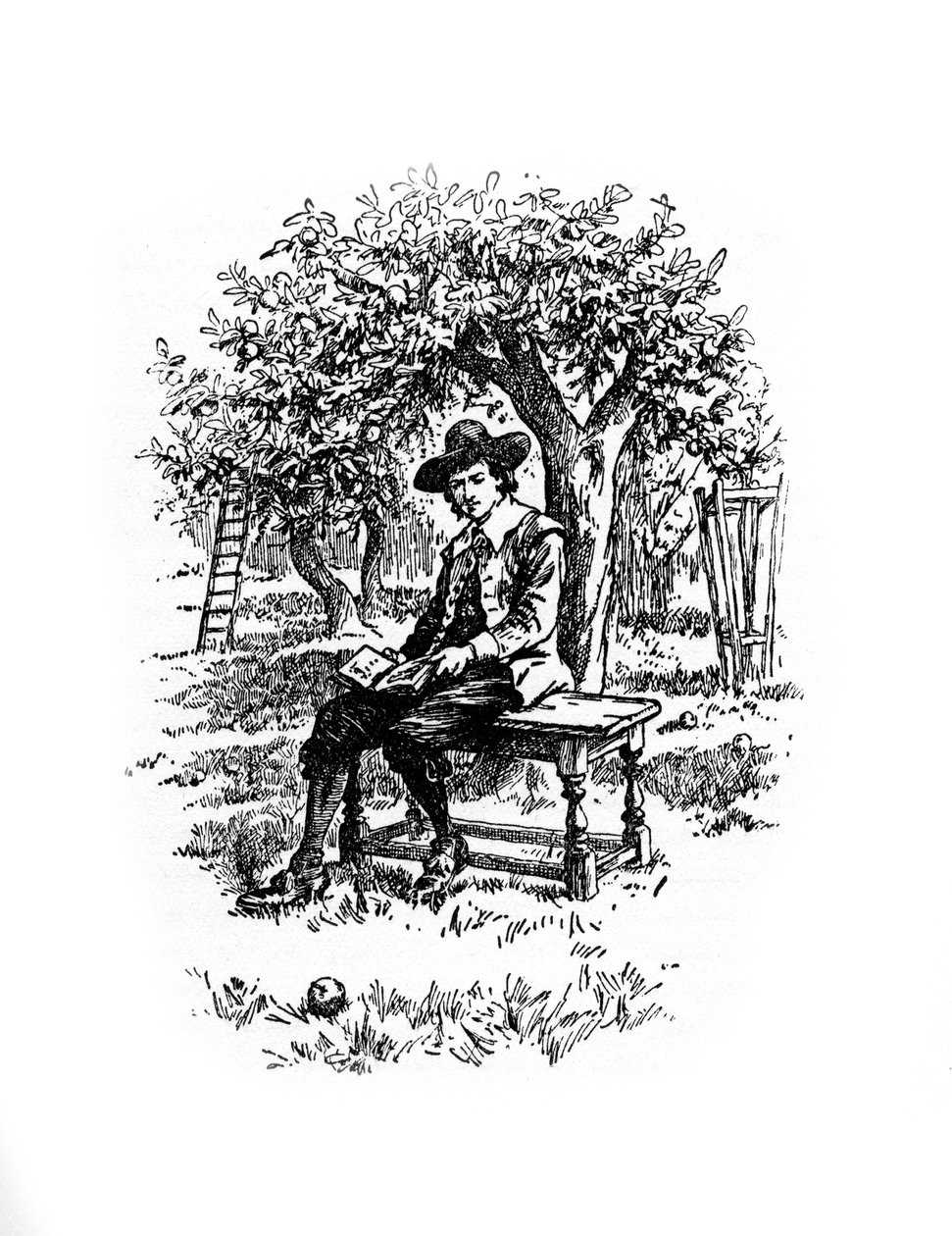 Sir Isaac Newton az almafa alatt, XX. század alkotó: Unbekannt